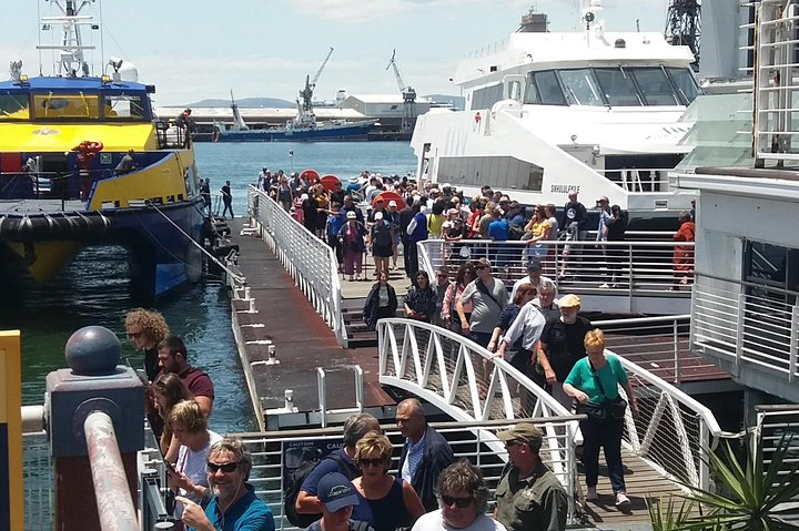 Travelers returning from Robben Island